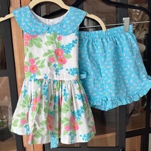 Eleanor Rose set floral dress bow shorts patchwork sleeveless peter pan collar